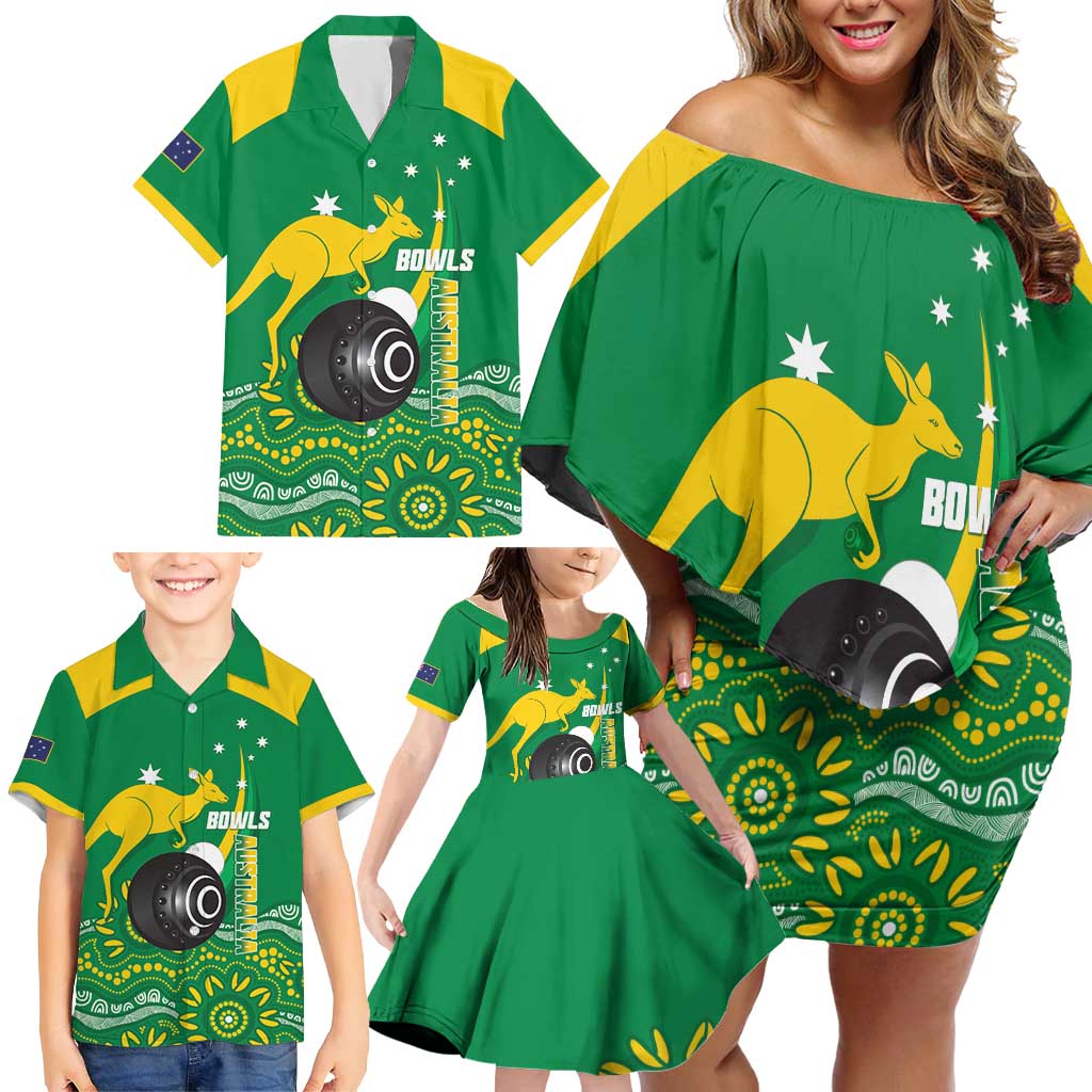Custom Bowls Australia Family Matching Off Shoulder Short Dress and Hawaiian Shirt Aussie Kangaroo Aboriginal Art - Aussie Hoodie