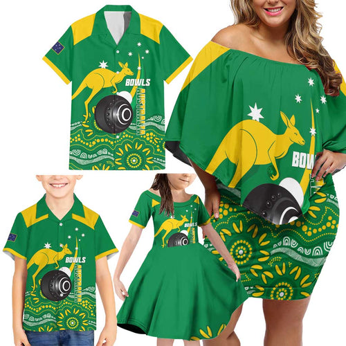 Custom Bowls Australia Family Matching Off Shoulder Short Dress and Hawaiian Shirt Aussie Kangaroo Aboriginal Art - Aussie Hoodie