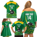 Custom Bowls Australia Family Matching Off Shoulder Short Dress and Hawaiian Shirt Aussie Kangaroo Aboriginal Art - Aussie Hoodie