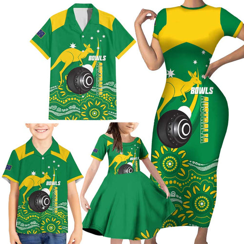 Custom Bowls Australia Family Matching Short Sleeve Bodycon Dress and Hawaiian Shirt Aussie Kangaroo Aboriginal Art - Aussie Hoodie