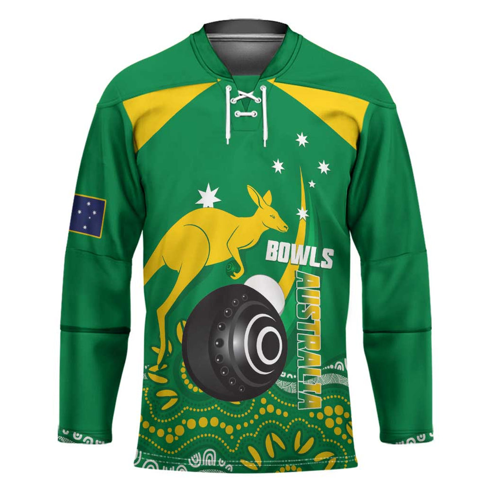 Custom Bowls Australia Hockey Jersey Aussie Kangaroo Aboriginal Art - Aussie Hoodie