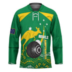 Custom Bowls Australia Hockey Jersey Aussie Kangaroo Aboriginal Art - Aussie Hoodie