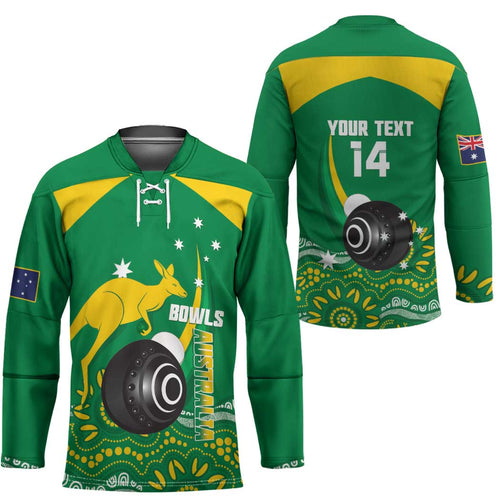 Custom Bowls Australia Hockey Jersey Aussie Kangaroo Aboriginal Art - Aussie Hoodie