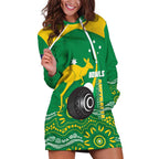 Custom Bowls Australia Hoodie Dress Aussie Kangaroo Aboriginal Art - Aussie Hoodie