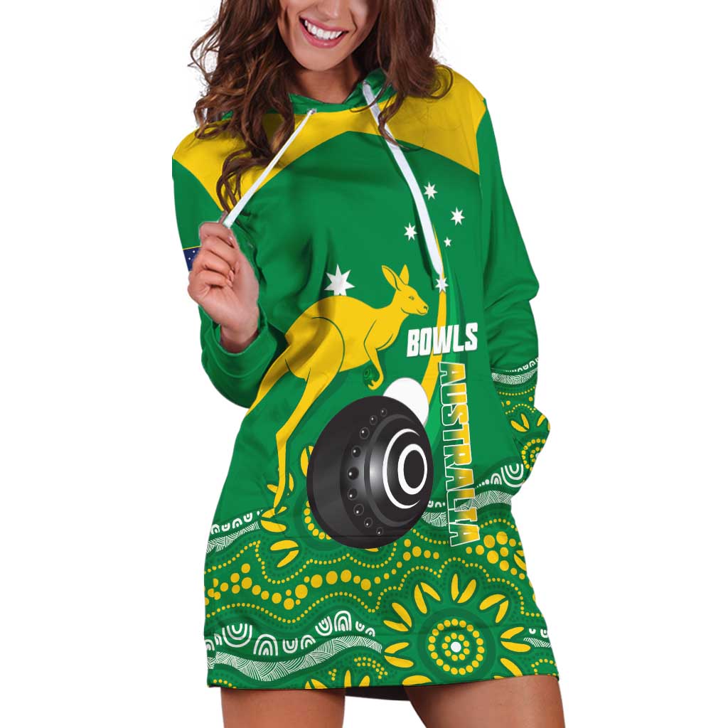 Custom Bowls Australia Hoodie Dress Aussie Kangaroo Aboriginal Art - Aussie Hoodie