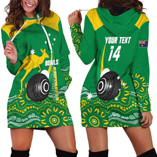 Custom Bowls Australia Hoodie Dress Aussie Kangaroo Aboriginal Art - Aussie Hoodie