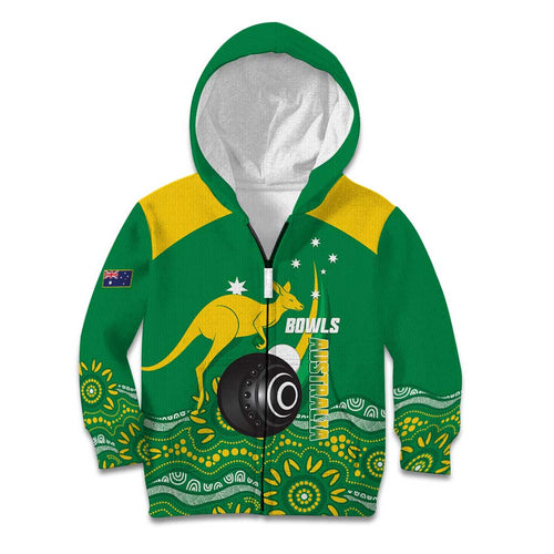 Custom Bowls Australia Kid Hoodie Aussie Kangaroo Aboriginal Art - Aussie Hoodie