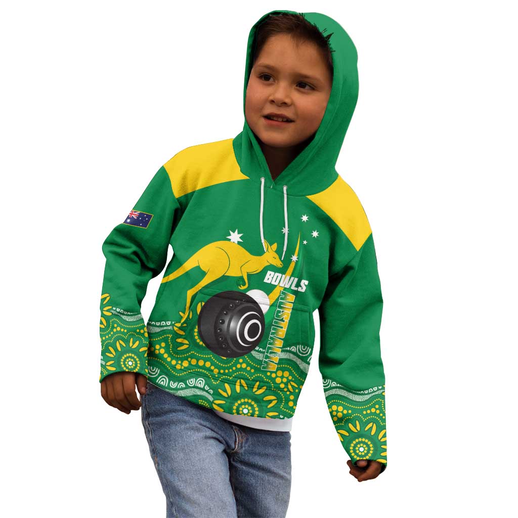 Custom Bowls Australia Kid Hoodie Aussie Kangaroo Aboriginal Art - Aussie Hoodie