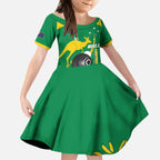 Custom Bowls Australia Kid Short Sleeve Dress Aussie Kangaroo Aboriginal Art - Aussie Hoodie