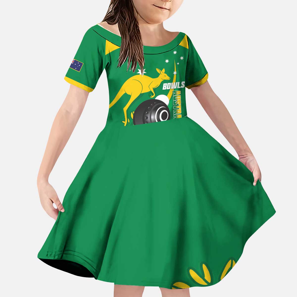 Custom Bowls Australia Kid Short Sleeve Dress Aussie Kangaroo Aboriginal Art - Aussie Hoodie