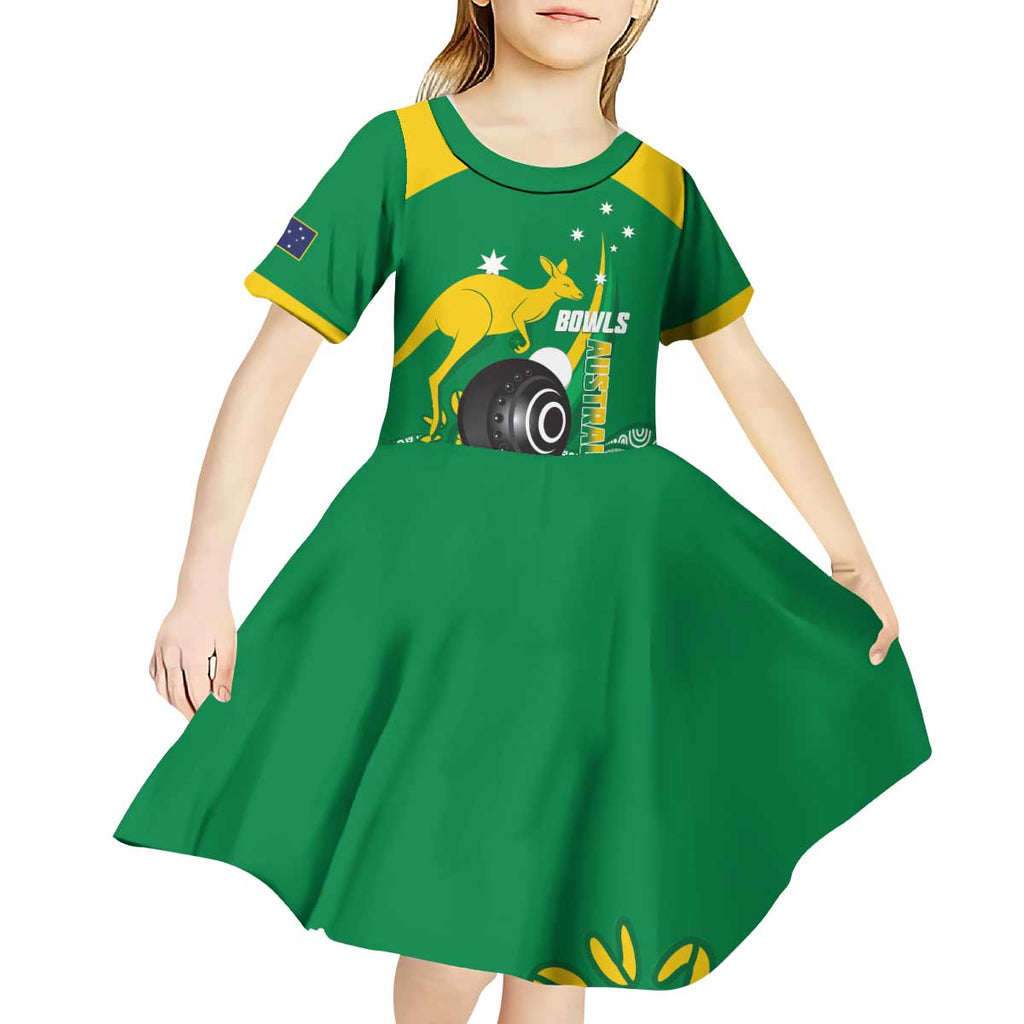 Custom Bowls Australia Kid Short Sleeve Dress Aussie Kangaroo Aboriginal Art - Aussie Hoodie