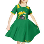 Custom Bowls Australia Kid Short Sleeve Dress Aussie Kangaroo Aboriginal Art - Aussie Hoodie