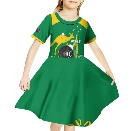 Custom Bowls Australia Kid Short Sleeve Dress Aussie Kangaroo Aboriginal Art - Aussie Hoodie