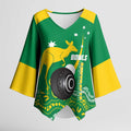 Custom Bowls Australia Kimono Sleeve Blouse Aussie Kangaroo Aboriginal Art - Aussie Hoodie