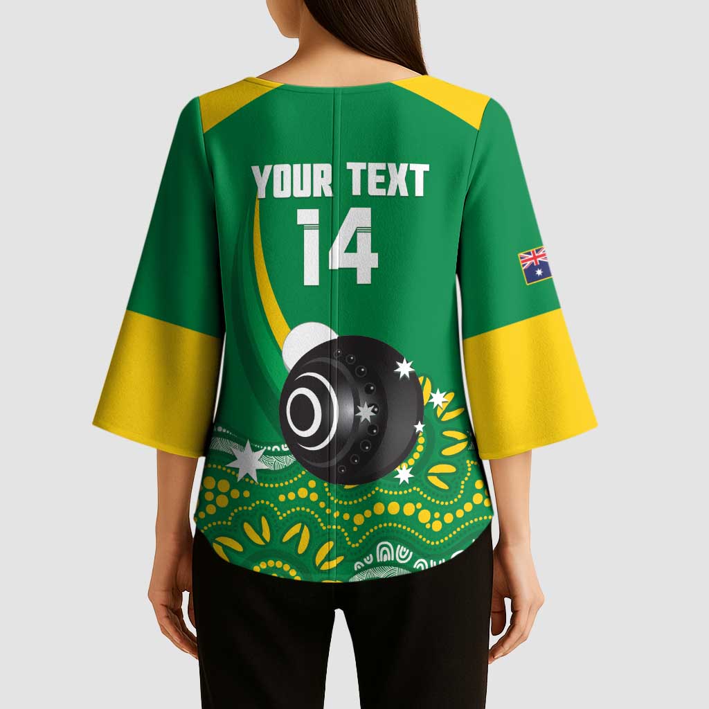 Custom Bowls Australia Kimono Sleeve Blouse Aussie Kangaroo Aboriginal Art - Aussie Hoodie