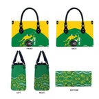 Custom Bowls Australia Leather Bag Aussie Kangaroo Aboriginal Art - Aussie Hoodie