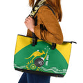 Custom Bowls Australia Leather Tote Bag Aussie Kangaroo Aboriginal Art - Aussie Hoodie