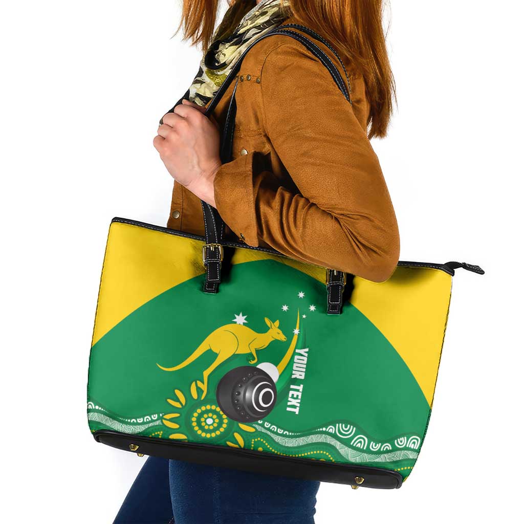 Custom Bowls Australia Leather Tote Bag Aussie Kangaroo Aboriginal Art - Aussie Hoodie