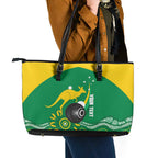 Custom Bowls Australia Leather Tote Bag Aussie Kangaroo Aboriginal Art - Aussie Hoodie