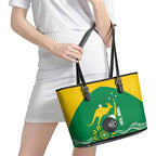 Custom Bowls Australia Leather Tote Bag Aussie Kangaroo Aboriginal Art - Aussie Hoodie