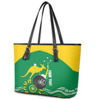 Custom Bowls Australia Leather Tote Bag Aussie Kangaroo Aboriginal Art - Aussie Hoodie