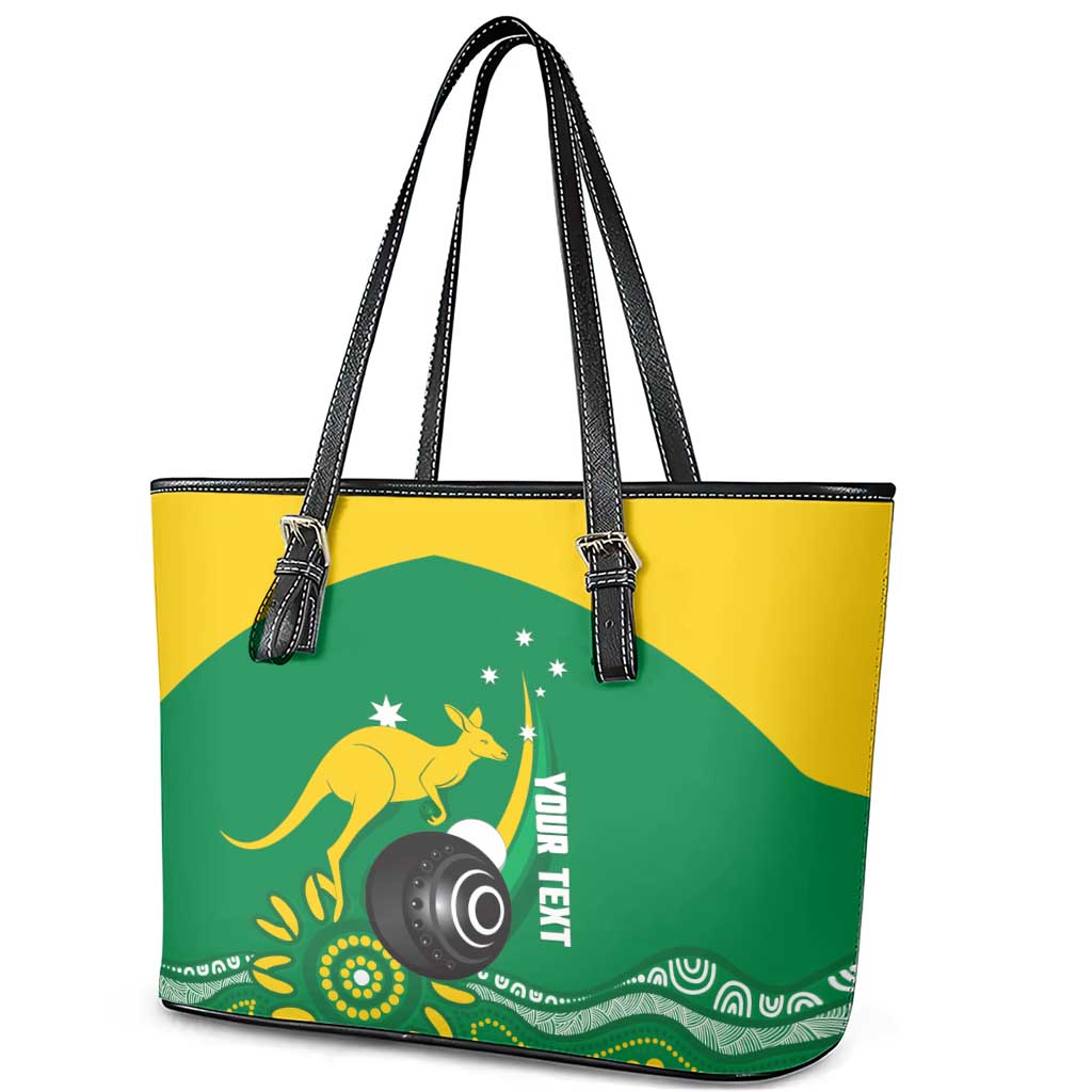 Custom Bowls Australia Leather Tote Bag Aussie Kangaroo Aboriginal Art - Aussie Hoodie
