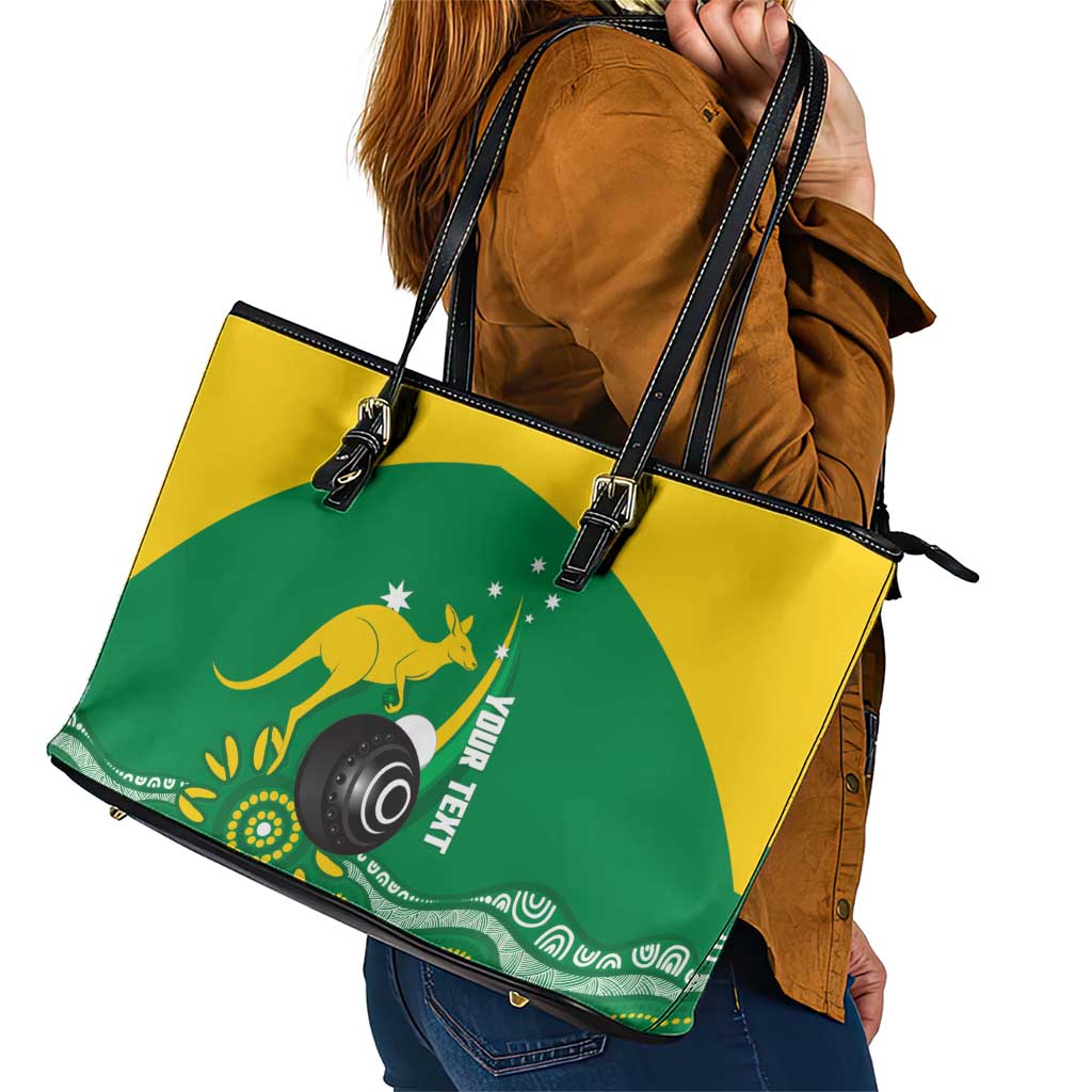 Custom Bowls Australia Leather Tote Bag Aussie Kangaroo Aboriginal Art - Aussie Hoodie