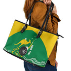 Custom Bowls Australia Leather Tote Bag Aussie Kangaroo Aboriginal Art - Aussie Hoodie