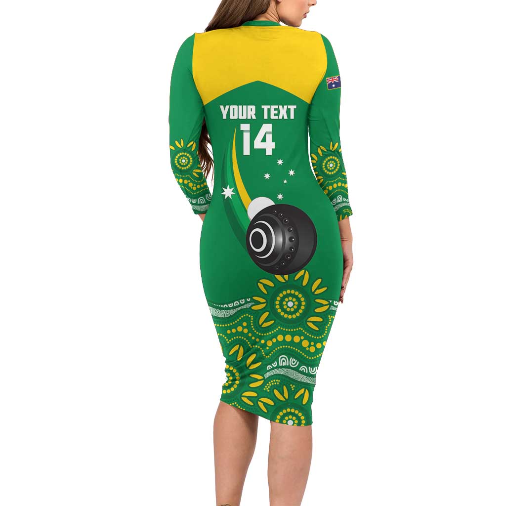 Custom Bowls Australia Long Sleeve Bodycon Dress Aussie Kangaroo Aboriginal Art - Aussie Hoodie