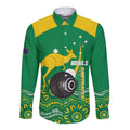 Custom Bowls Australia Long Sleeve Button Shirt Aussie Kangaroo Aboriginal Art - Aussie Hoodie