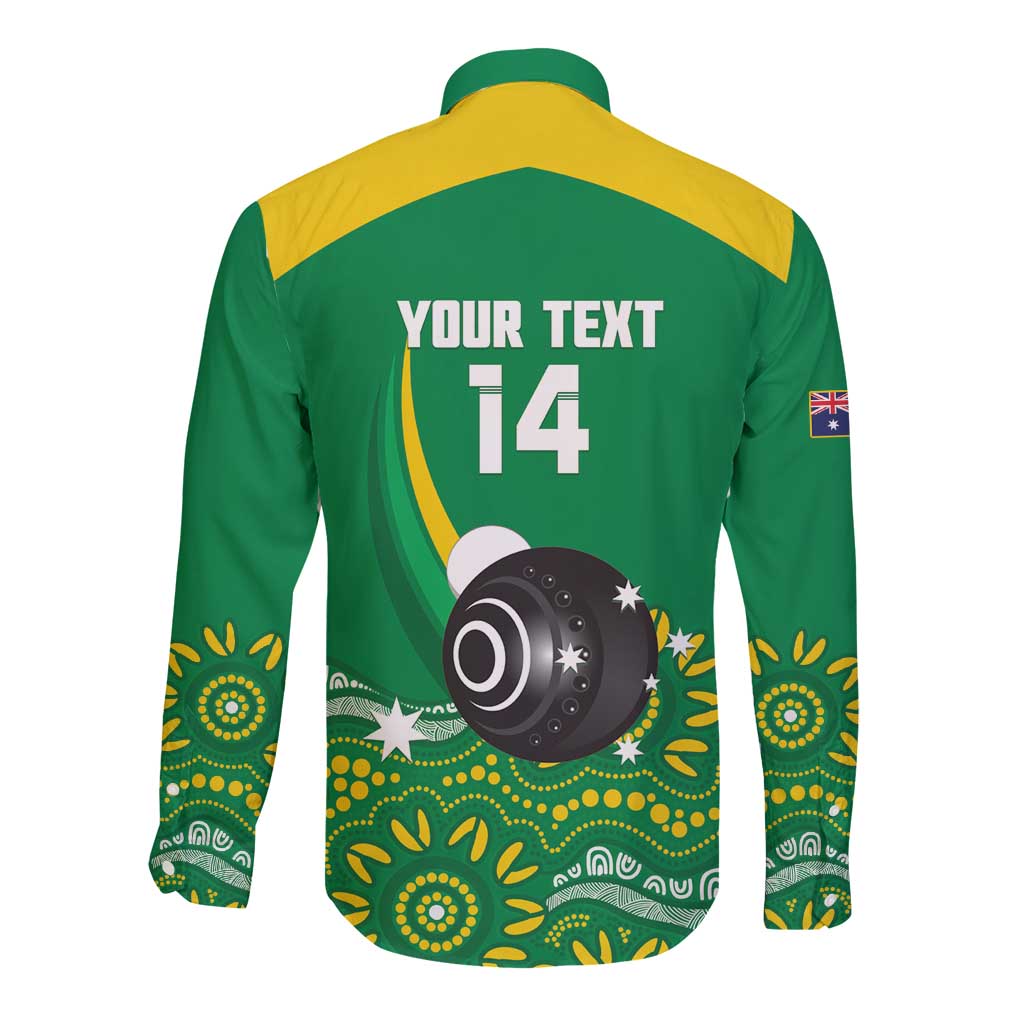Custom Bowls Australia Long Sleeve Button Shirt Aussie Kangaroo Aboriginal Art - Aussie Hoodie