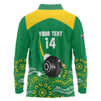 Custom Bowls Australia Long Sleeve Polo Shirt Aussie Kangaroo Aboriginal Art - Aussie Hoodie
