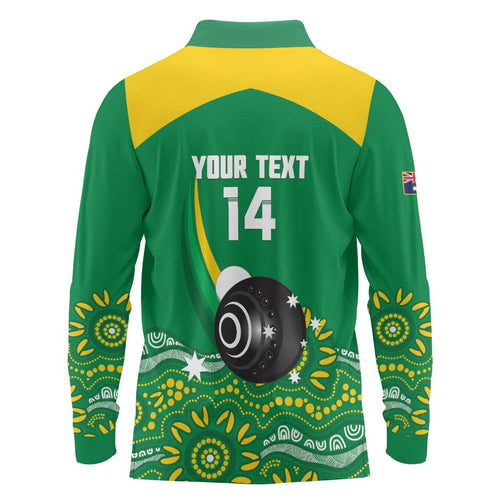 Custom Bowls Australia Long Sleeve Polo Shirt Aussie Kangaroo Aboriginal Art - Aussie Hoodie
