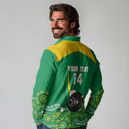 Custom Bowls Australia Long Sleeve Polo Shirt Aussie Kangaroo Aboriginal Art - Aussie Hoodie