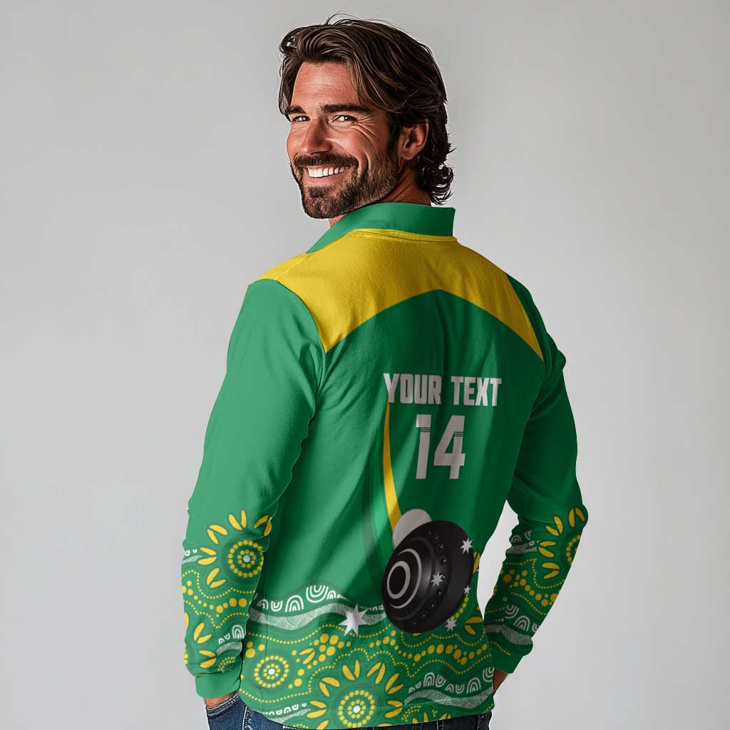 Custom Bowls Australia Long Sleeve Polo Shirt Aussie Kangaroo Aboriginal Art - Aussie Hoodie