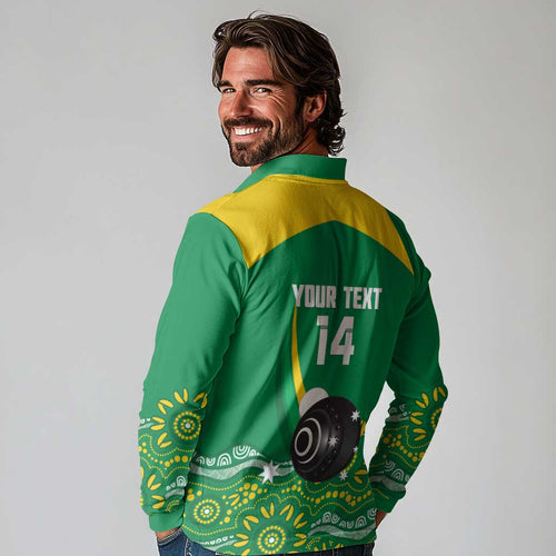 Custom Bowls Australia Long Sleeve Polo Shirt Aussie Kangaroo Aboriginal Art - Aussie Hoodie