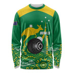 Custom Bowls Australia Long Sleeve Shirt Aussie Kangaroo Aboriginal Art - Aussie Hoodie