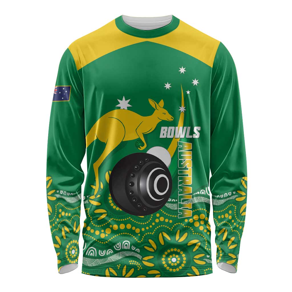 Custom Bowls Australia Long Sleeve Shirt Aussie Kangaroo Aboriginal Art - Aussie Hoodie