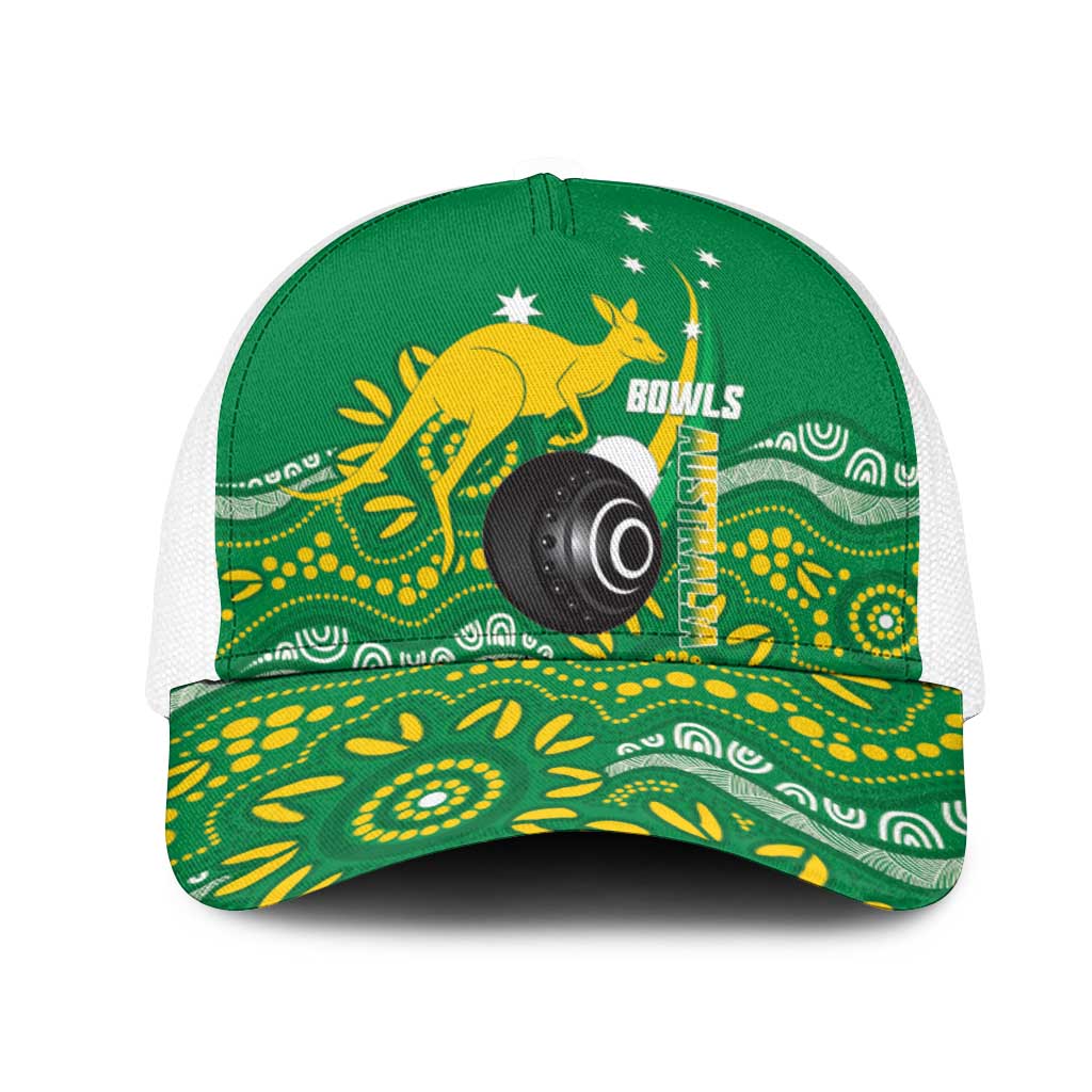 Bowls Australia Mesh Trucker Cap Aussie Kangaroo Aboriginal Art - Aussie Hoodie