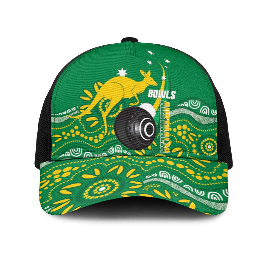 Bowls Australia Mesh Trucker Cap Aussie Kangaroo Aboriginal Art - Aussie Hoodie