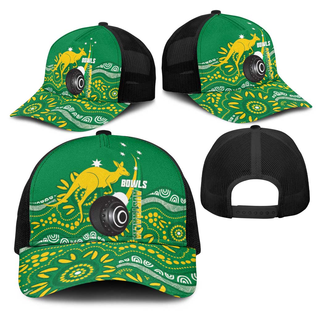Bowls Australia Mesh Trucker Cap Aussie Kangaroo Aboriginal Art - Aussie Hoodie