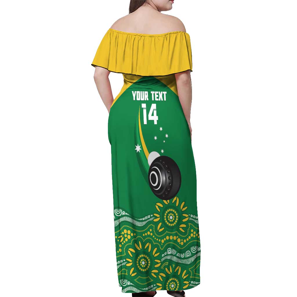 Custom Bowls Australia Off Shoulder Maxi Dress Aussie Kangaroo Aboriginal Art - Aussie Hoodie