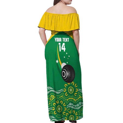 Custom Bowls Australia Off Shoulder Maxi Dress Aussie Kangaroo Aboriginal Art - Aussie Hoodie