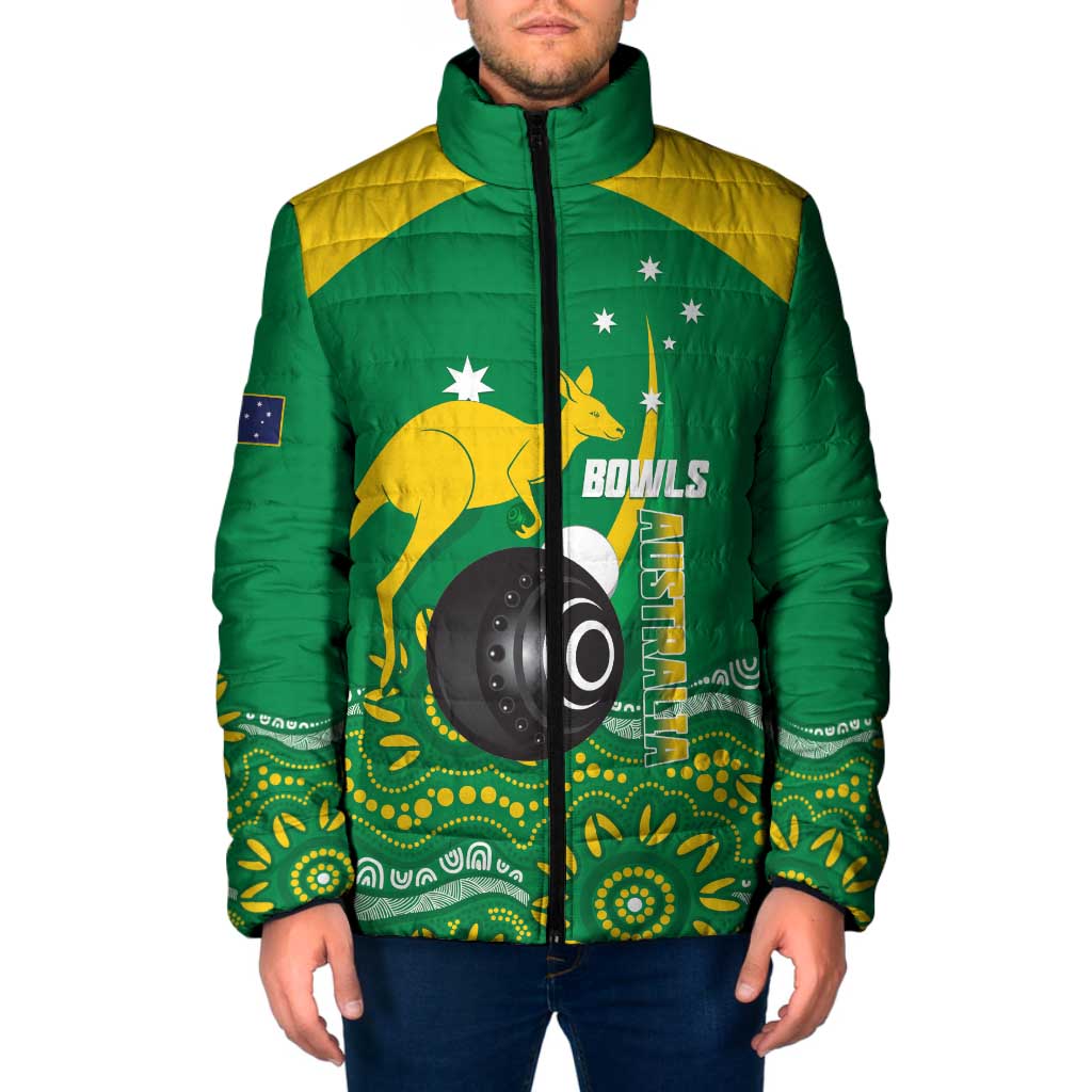 Custom Bowls Australia Padded Jacket Aussie Kangaroo Aboriginal Art - Aussie Hoodie