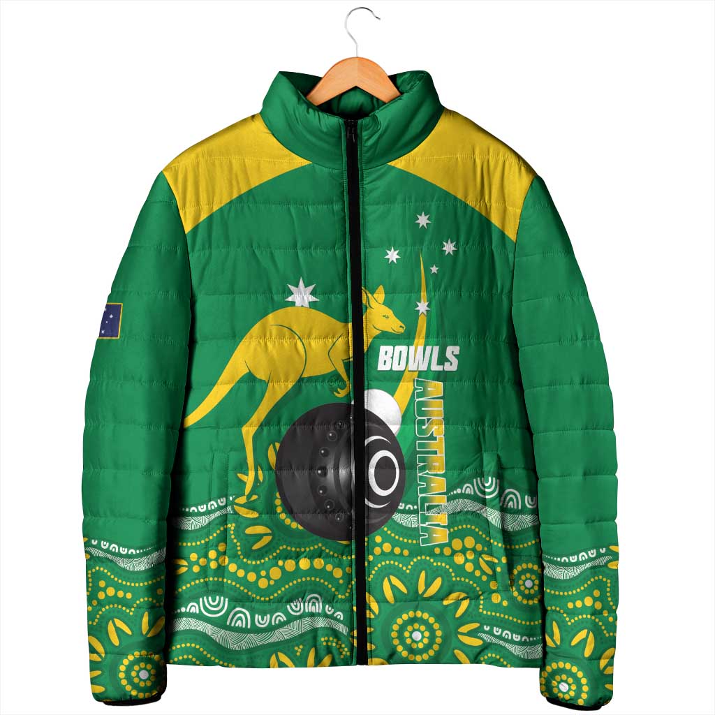 Custom Bowls Australia Padded Jacket Aussie Kangaroo Aboriginal Art - Aussie Hoodie