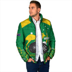 Custom Bowls Australia Padded Jacket Aussie Kangaroo Aboriginal Art - Aussie Hoodie