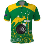 Custom Bowls Australia Polo Shirt Aussie Kangaroo Aboriginal Art - Aussie Hoodie