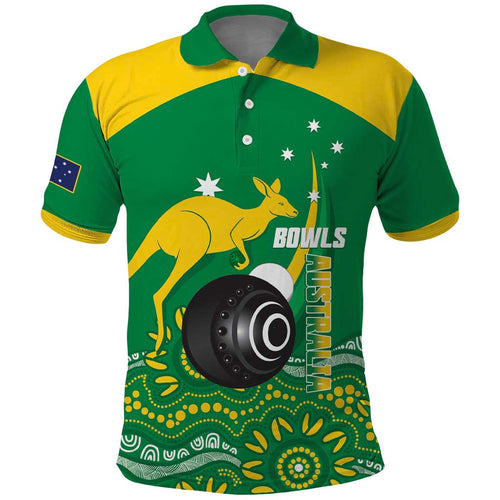 Custom Bowls Australia Polo Shirt Aussie Kangaroo Aboriginal Art - Aussie Hoodie