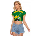 Custom Bowls Australia Raglan Cropped T Shirt Aussie Kangaroo Aboriginal Art - Aussie Hoodie