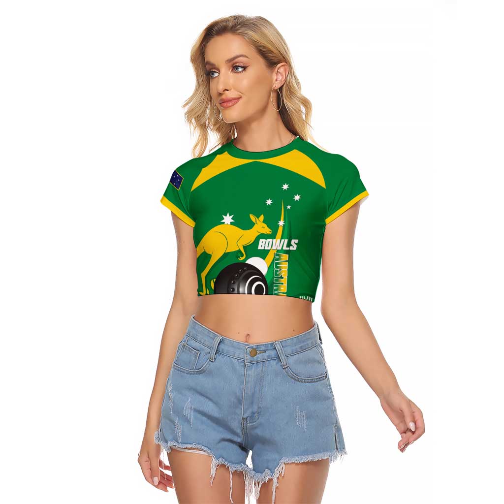 Custom Bowls Australia Raglan Cropped T Shirt Aussie Kangaroo Aboriginal Art - Aussie Hoodie